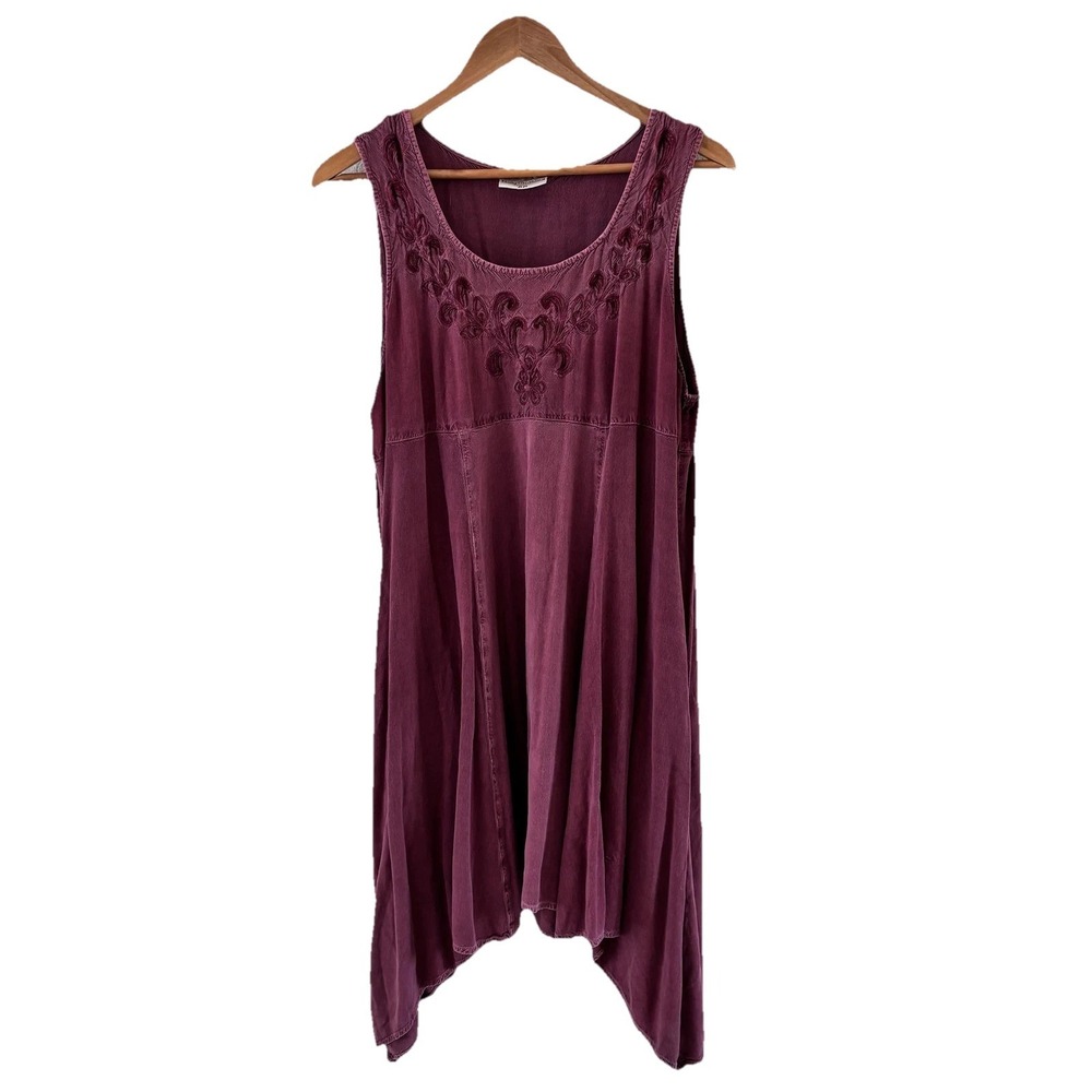 HolyClothing Embroidered Trapeze Dress Womens 2X Purple Renaissance Festival